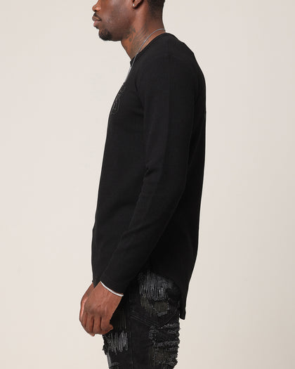 Saint Morta Men's Icon Waffle Long Sleeve T-Shirt Black/Black