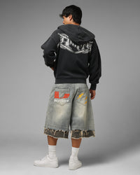 Loiter Waffle Zip Hoodie Black