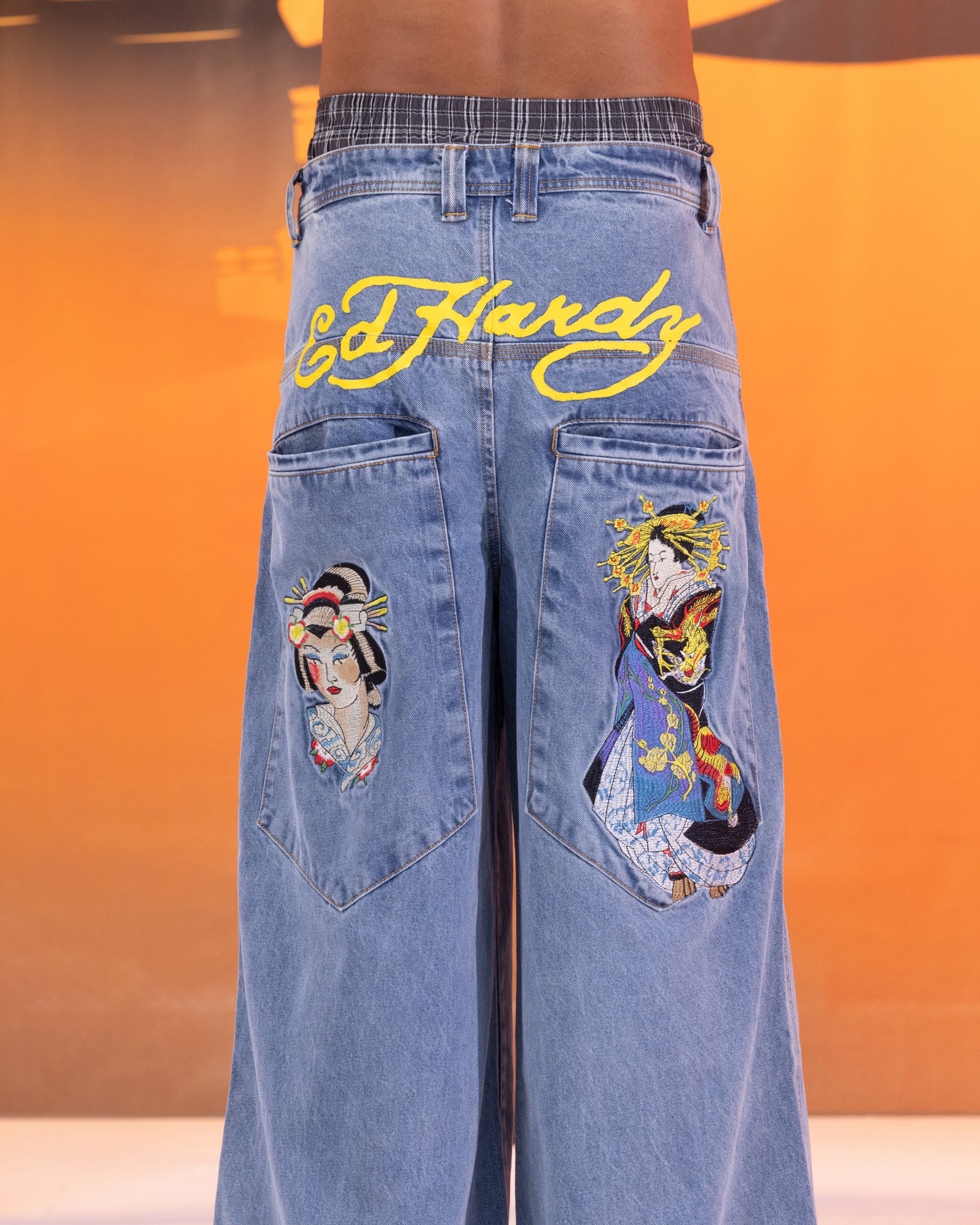 Ed Hardy Ultra Wide Leg Denim Jeans Light Wash Blue | Culture Kings US