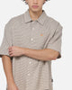 Carre Grid Short Sleeve Button Up Shirt Ecru Check