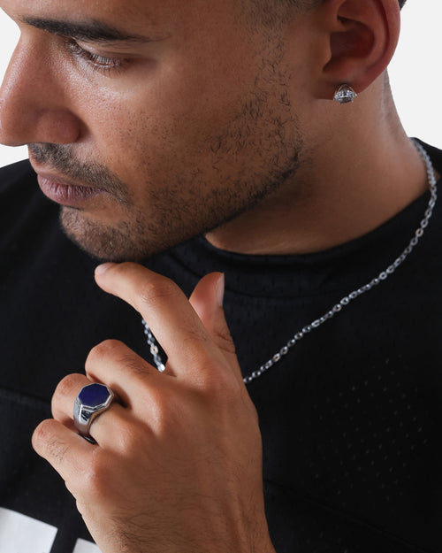 Saint Morta Lapis Octagon Signet Ring White Gold