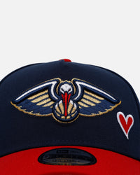 New Era New Orleans Pelicans 'Team Color Hearts' 9FORTY A-Frame Snapback Official Team Color
