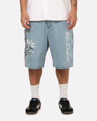 Von Dutch Skull Jean Shorts Mid Blue Denim