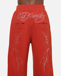 Ed Hardy Cyber Rhinestone Track Pants Red