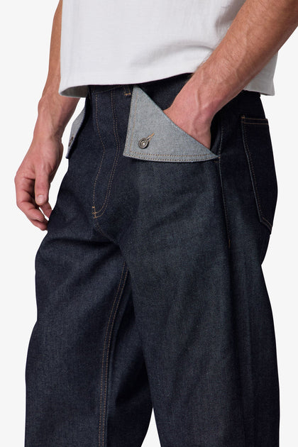 MNML Mule Pocket Kick Flare Denim Indigo