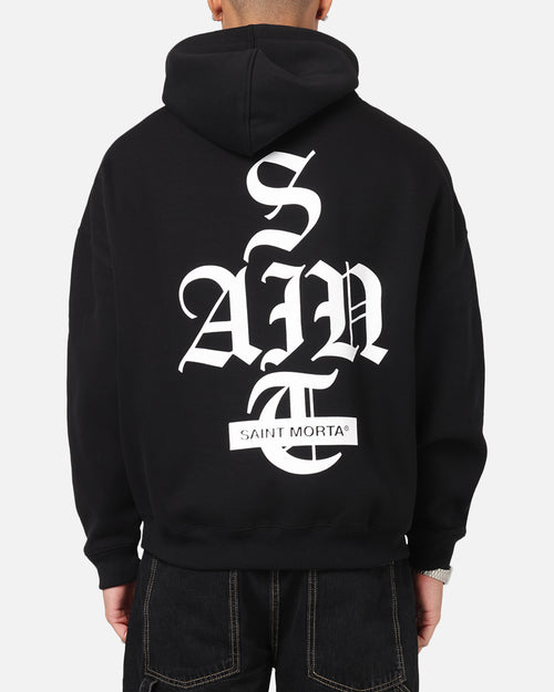 Saint Morta Gothic Stack Boxy Hoodie Black