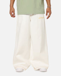 Ed Hardy Ultra Wide Leg Denim Jeans Off White/Yellow