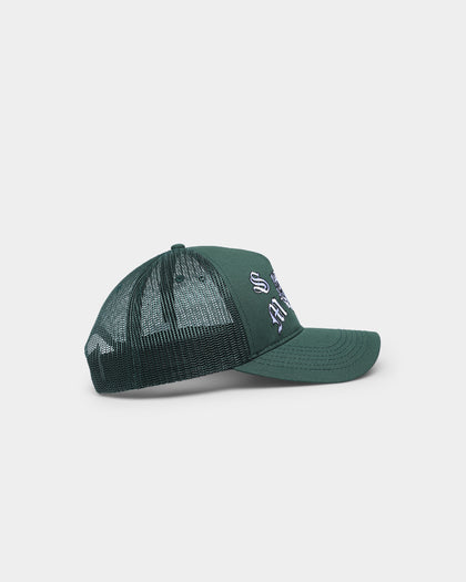 Saint Morta Skull Flower Trucker Snapback Dark Green