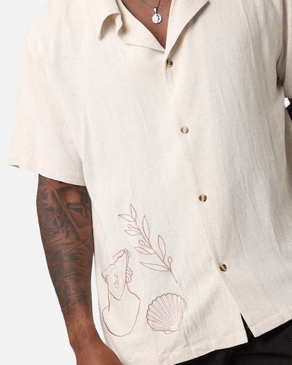 XXIII Venus Linen Button Up Shirt Oatmeal