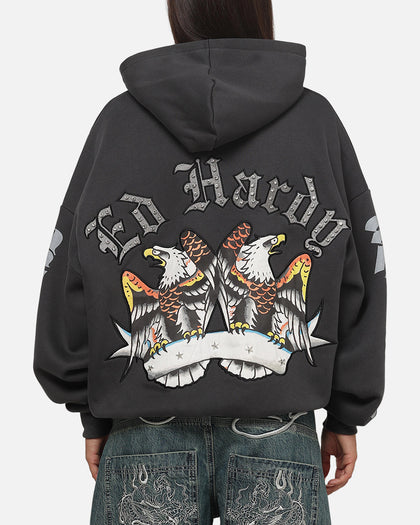 Ed Hardy Chrome Hoodie Washed Black