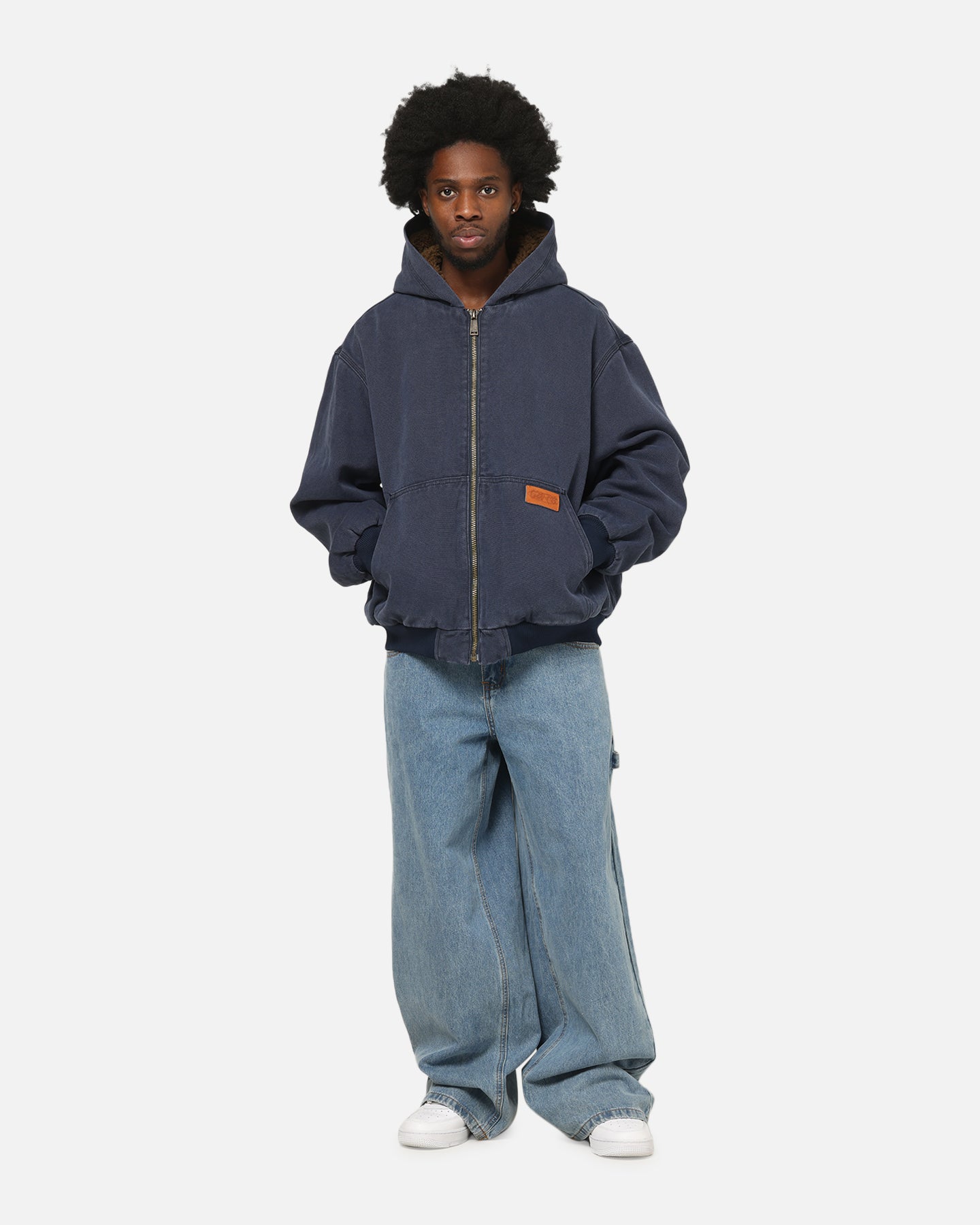 Carre Sherpa Lined Zip Hoodie Navy | Culture Kings US