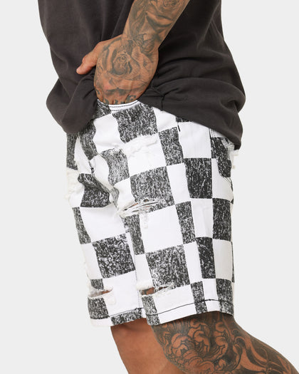 Saint Morta Vintage Checks Denim Shorts White/Black