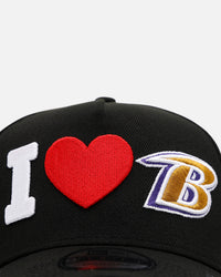 New Era Baltimore Ravens 'Love' 9FORTY A-Frame Snapback Black