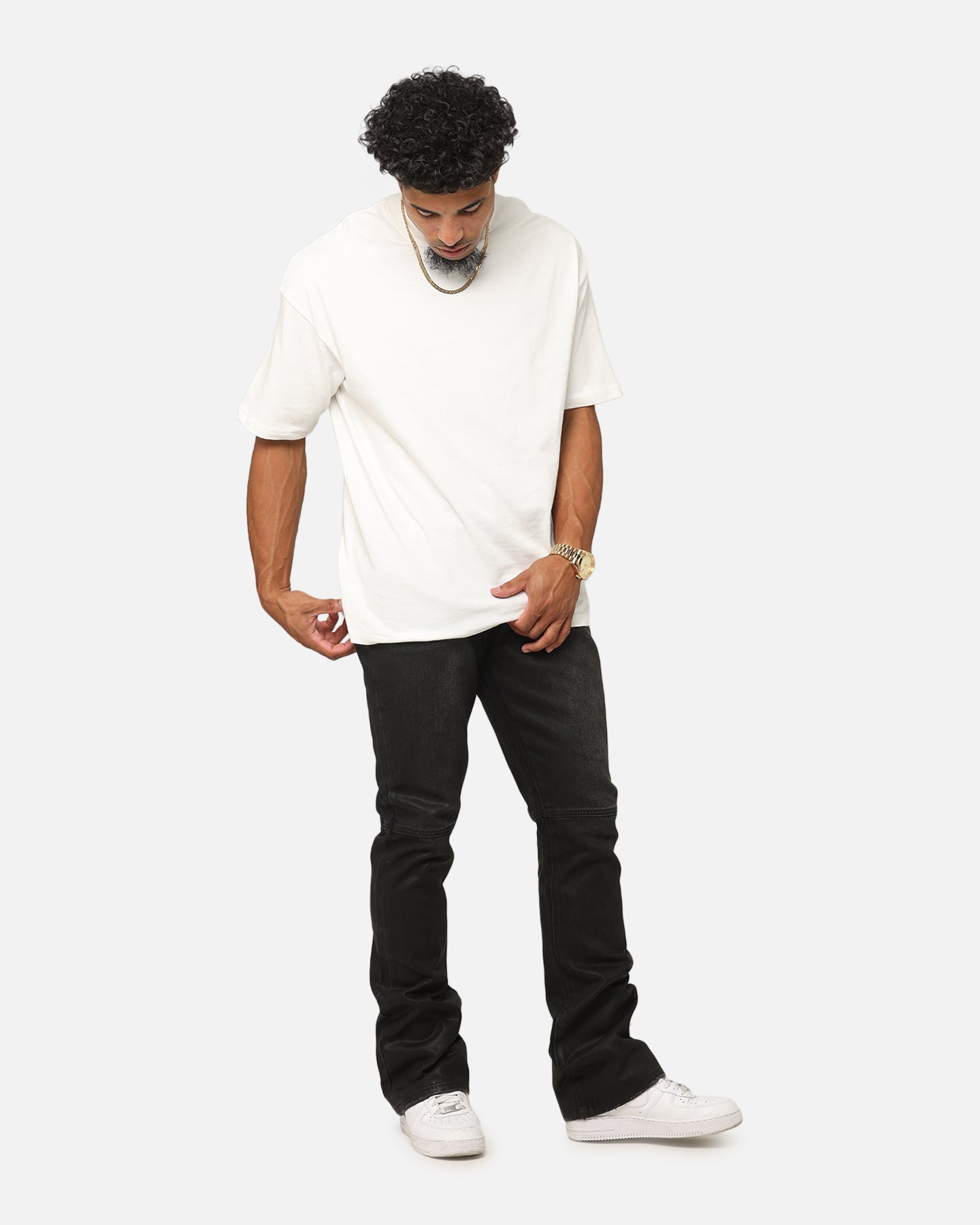 MNML Bootcut Waxed Jeans Black | Culture Kings US