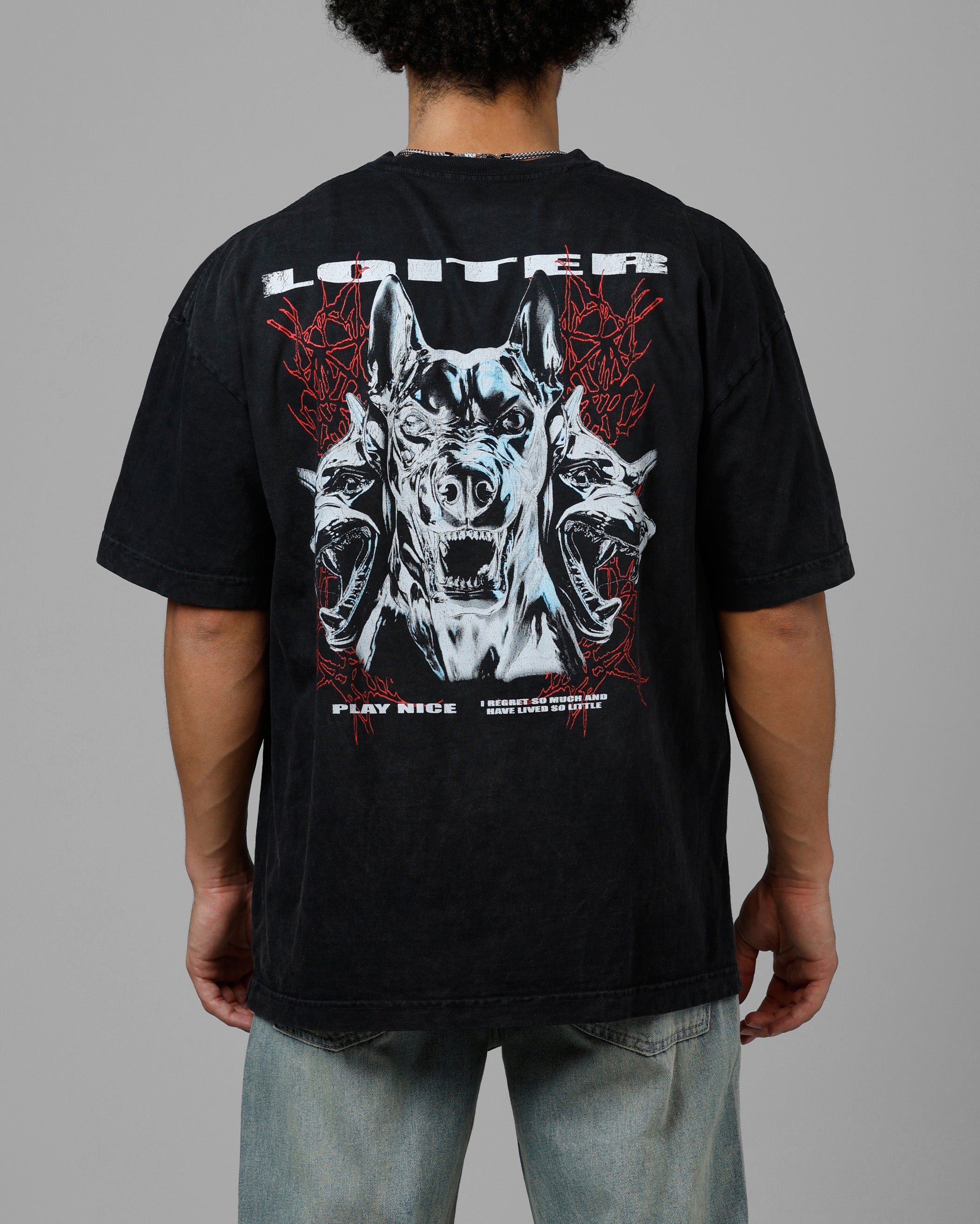 Loiter Chrome Dogs Vintage T-Shirt Black Wash | Culture Kings US