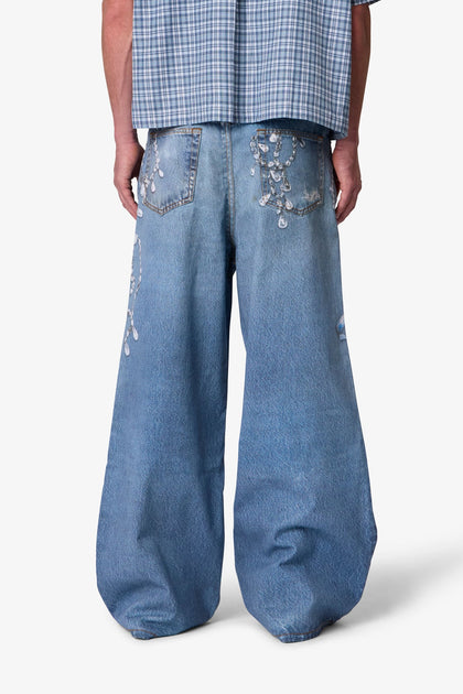 MNML Rave Chain Printed Denim Vintage Blue