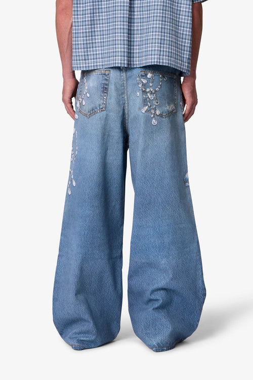 MNML Rave Chain Printed Denim Vintage Blue