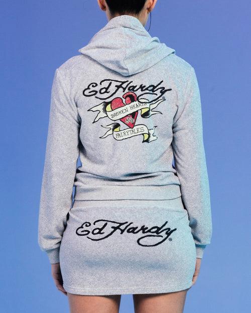 Ed Hardy By Loiter Women's Longue Hoodie Light Grey Marle