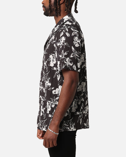 XXIII Floral Textured Button Up Shirt Black/White
