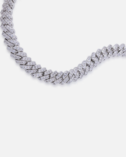 Saint Morta 6mm Iced Cuban Prong Bracelet Iced White Gold