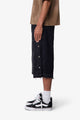 MNML Ultra Offset Button Denim Shorts Black