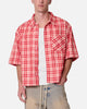 MNML Crop Flannel Short Sleeve Shirt Red