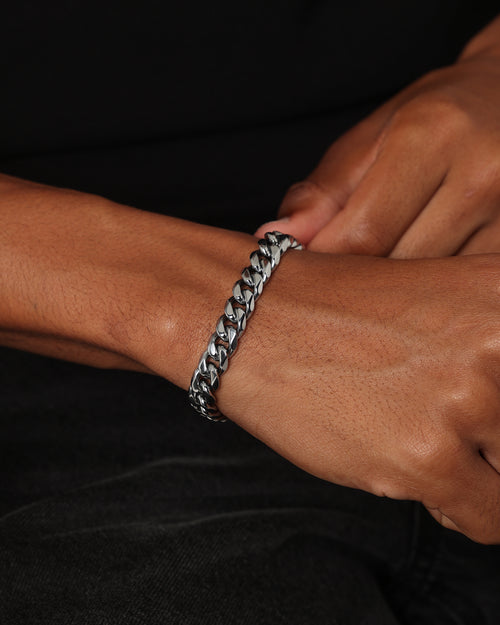 Saint Morta 10mm Cuban Bracelet White Gold