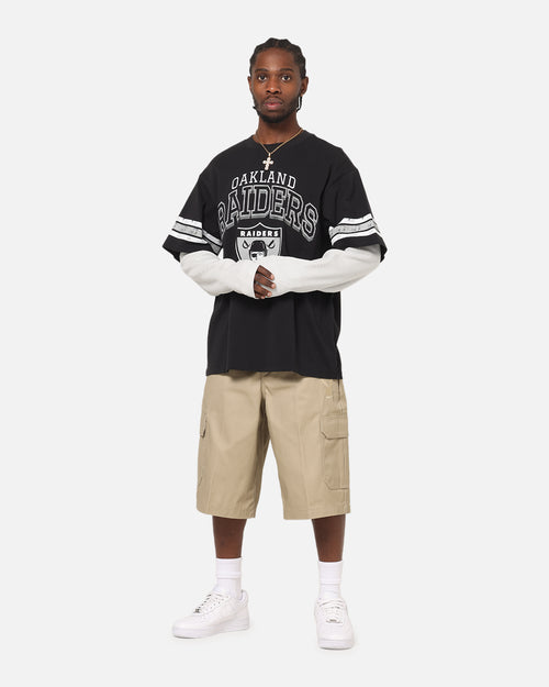 Mitchell & Ness Oakland Raiders Waffle Mock Layer Long Sleeve T-Shirt Black