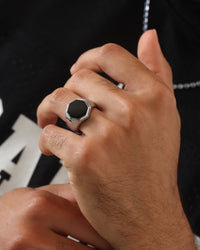 Saint Morta Onyx Octagon Signet Ring White Gold