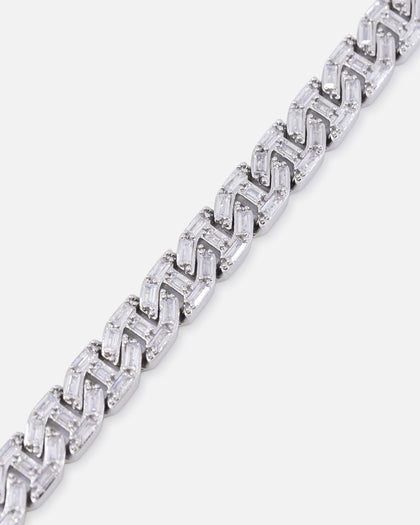 Saint Morta Baguette Interlink Chain Iced White Gold