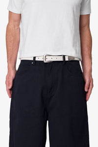 MNML Embossed Scale Leather Belt White