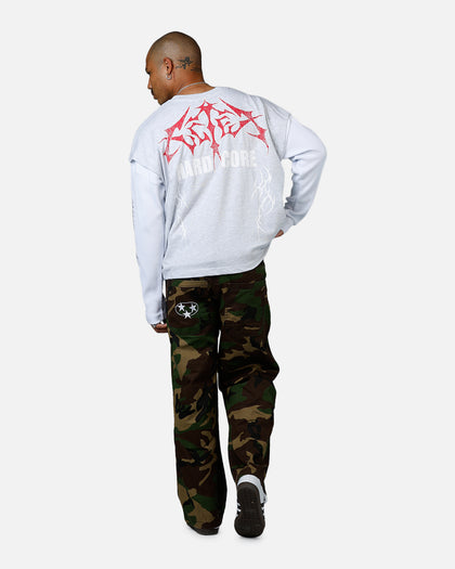 Loiter Hardcore Layered Long Sleeve T-Shirt Grey/White