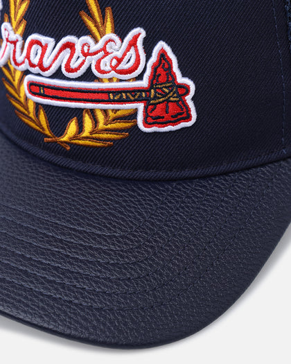 Pro Standard Atlanta Braves Fast Lane Logo Wool Trucker Strapback Midnight Navy