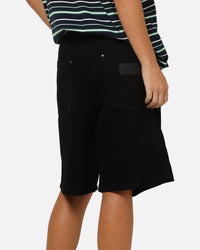 Carre Drill Pleated Jorts Black