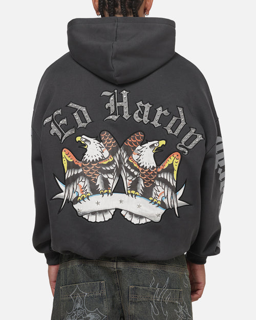 Ed Hardy Chrome Hoodie Washed Black