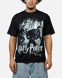 73Studio X Harry Potter '10 Deathly Hallows Vintage T-Shirt Black Acidwash