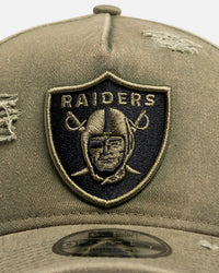 New Era Las Vegas Raiders 'Distressed Olive' 9FORTY A-Frame Snapback Olive