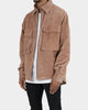 MNML Corduroy Zip Up Shirt Brown
