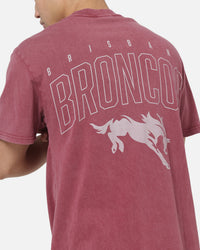 Bleacher Athletic Brisbane Broncos NRL Attrition Washed T-Shirt Burgundy