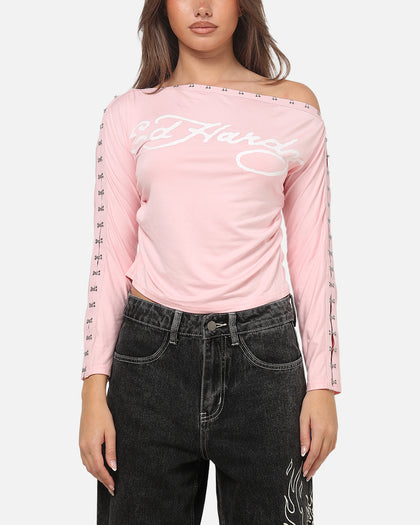 Ed Hardy Women's Hooked Aline Long Sleeve T-Shirt Pink