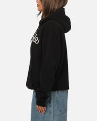 S Double Cursive Zip Hoodie Black