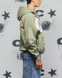 Carre Legacy Panelled Zip Hoodie Green