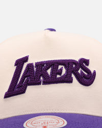 Mitchell & Ness Los Angeles Lakers 'Chainstitch Wordmark' Pro Pinch Snapback Purple