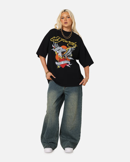 Ed Hardy Stay True Rhinestone T-Shirt Black