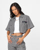 X-Girl Women's Peels Zip Up Cropped T-Shirt Navy