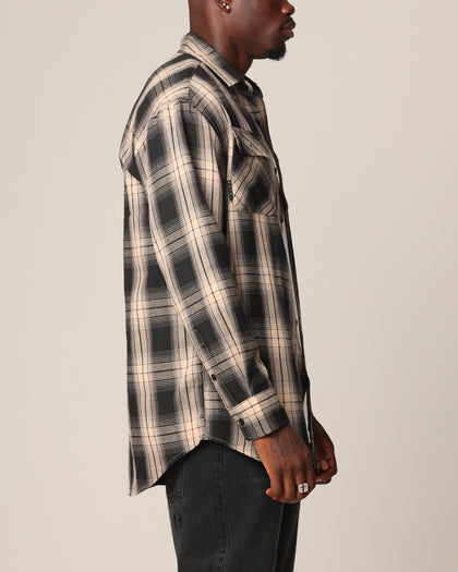 Saint Morta Icon Flannel Shirt Tan/Black
