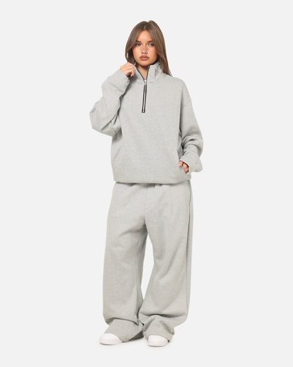 American Thrift Leisure Quarter Zip Mock Neck Sweater Grey Marle