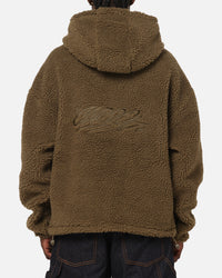 Carre Sherpa Hooded Jumper Khaki