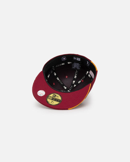 New Era Los Angeles Dodgers 'Maroon Patchwork Corduroy' 59FIFTY Fitted Maroon/Yellow