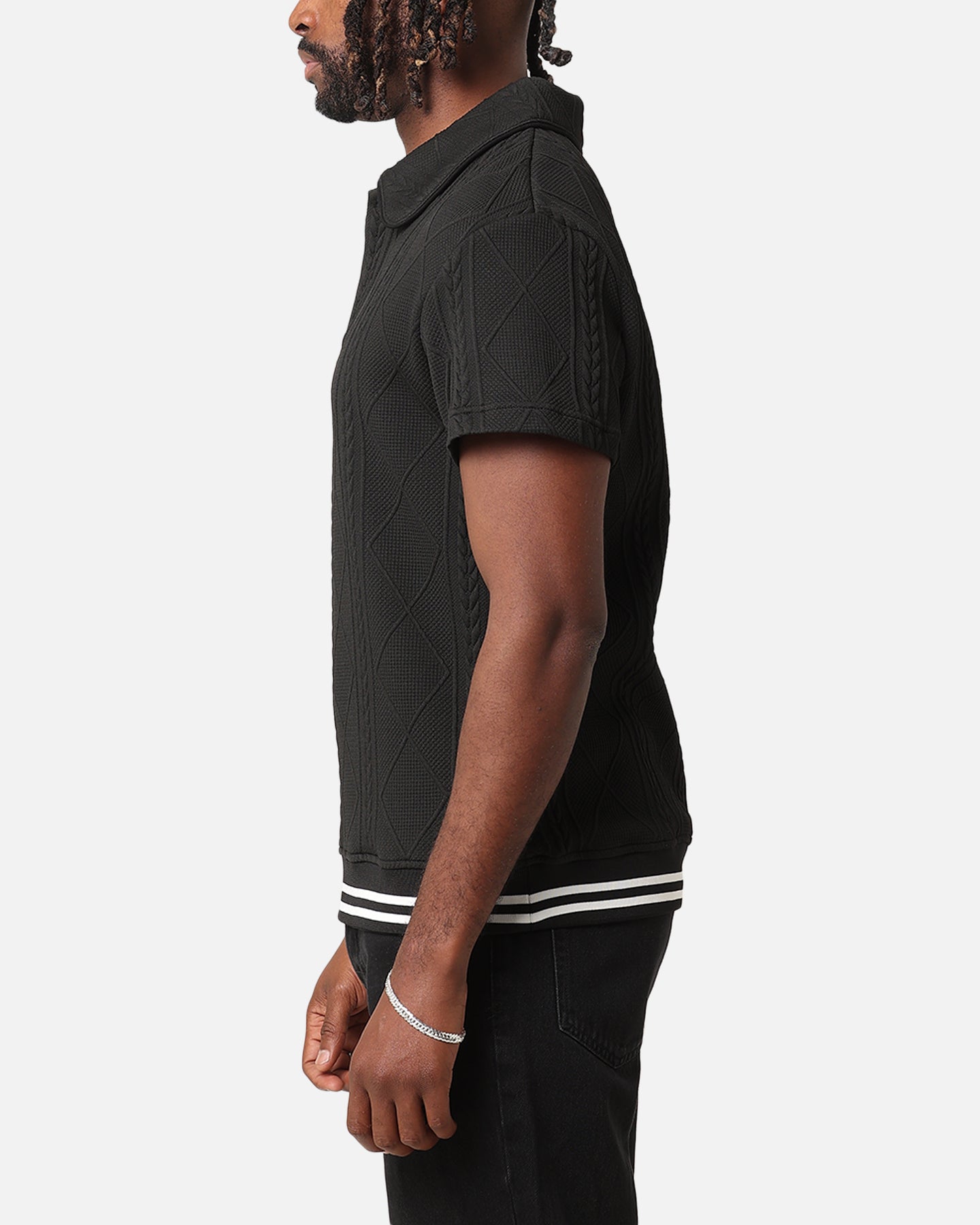 タグ付　BASE MARK 2023SS Hole Knit Polo XXIII Danny Knit Polo Shirt Black | Culture Kings US